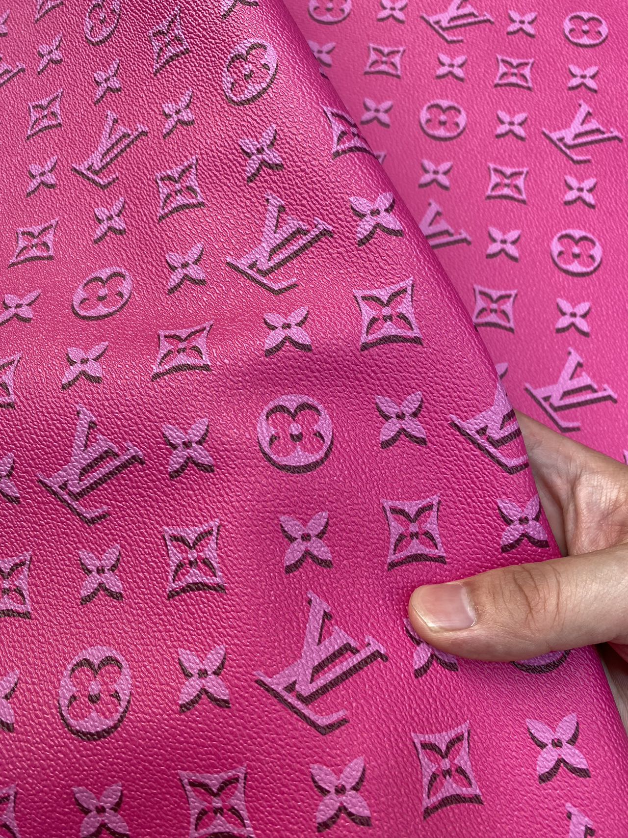 Hot Pink LV Louis Vuitton Leather Fabric for Handmade Sewing Car Upholstery Home Decor
