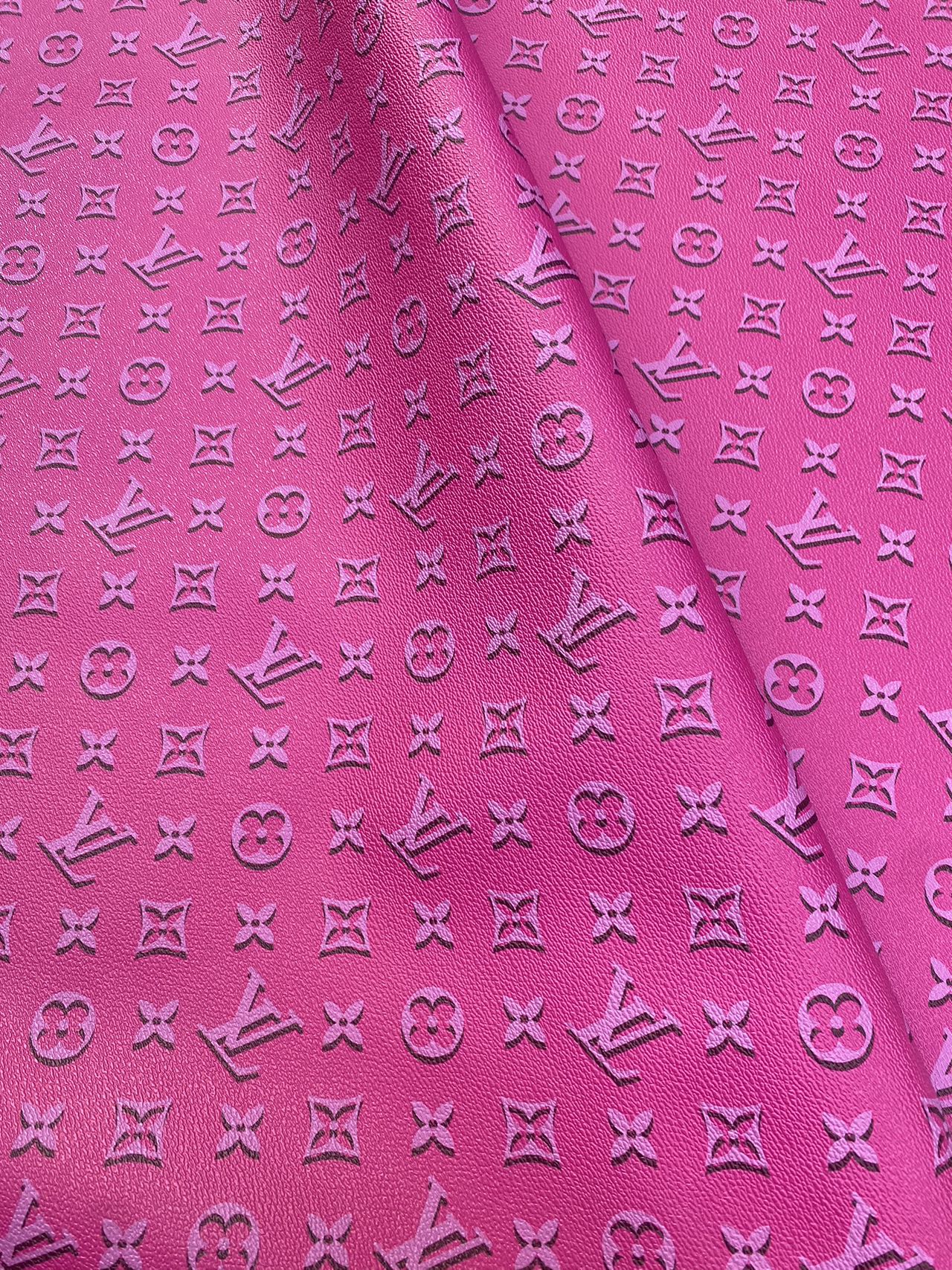 Hot Pink LV Louis Vuitton Leather Fabric for Handmade Sewing Car Upholstery Home Decor