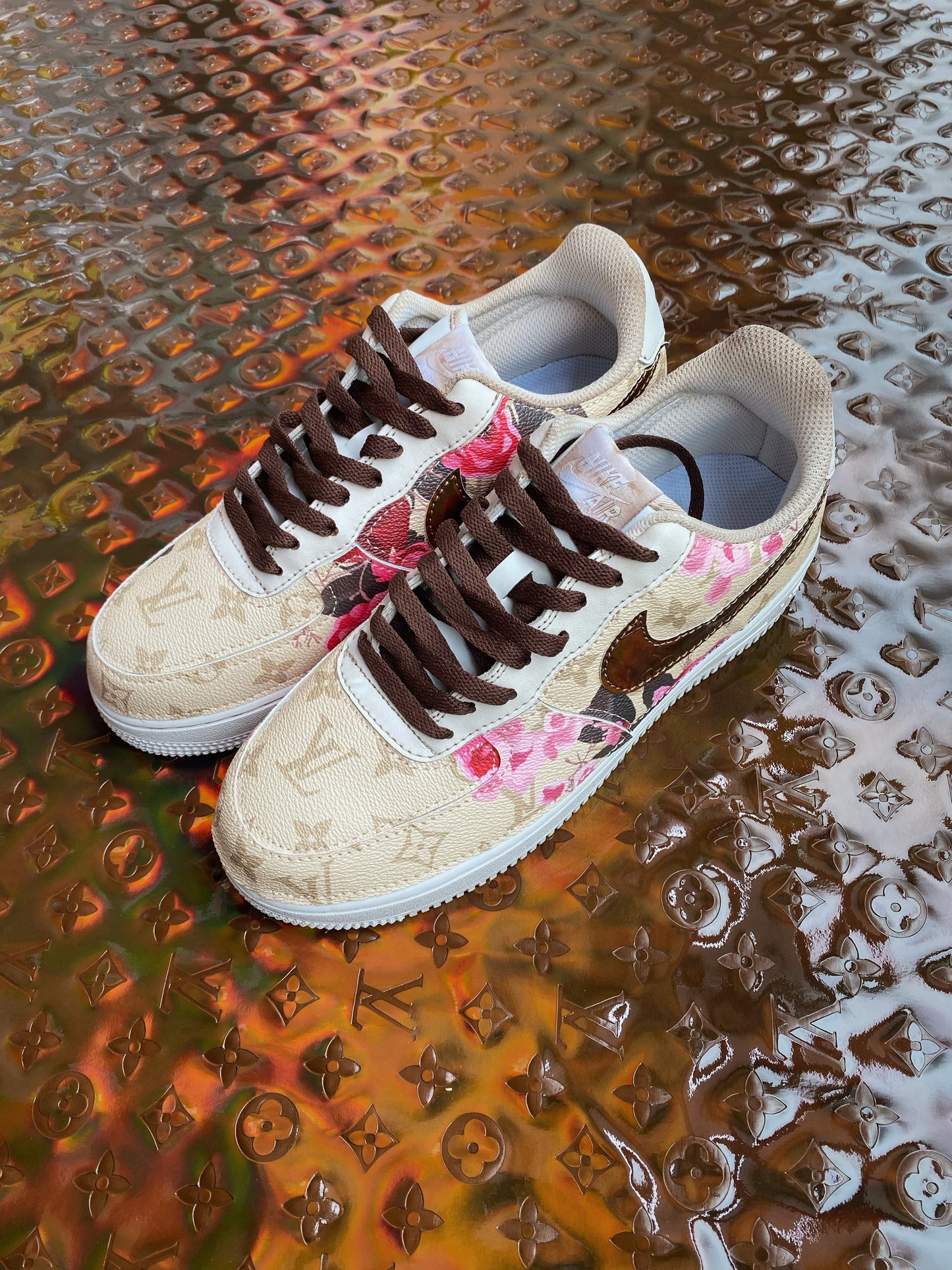 Coffee dyed vintage rose LV Custom Sneakers Air Force One for Man