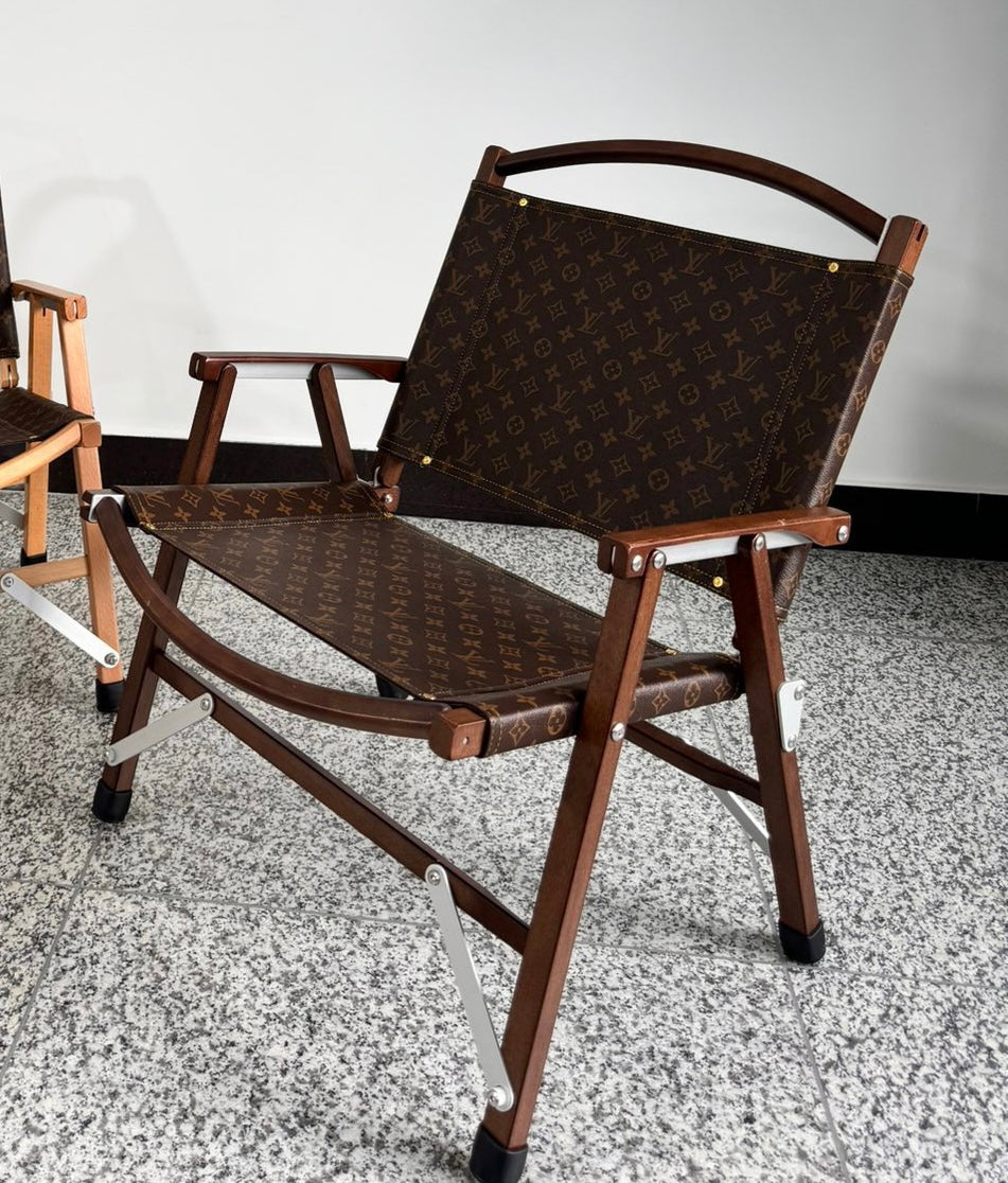 Handmade Classic Monogram LV Wooden Folding Chair