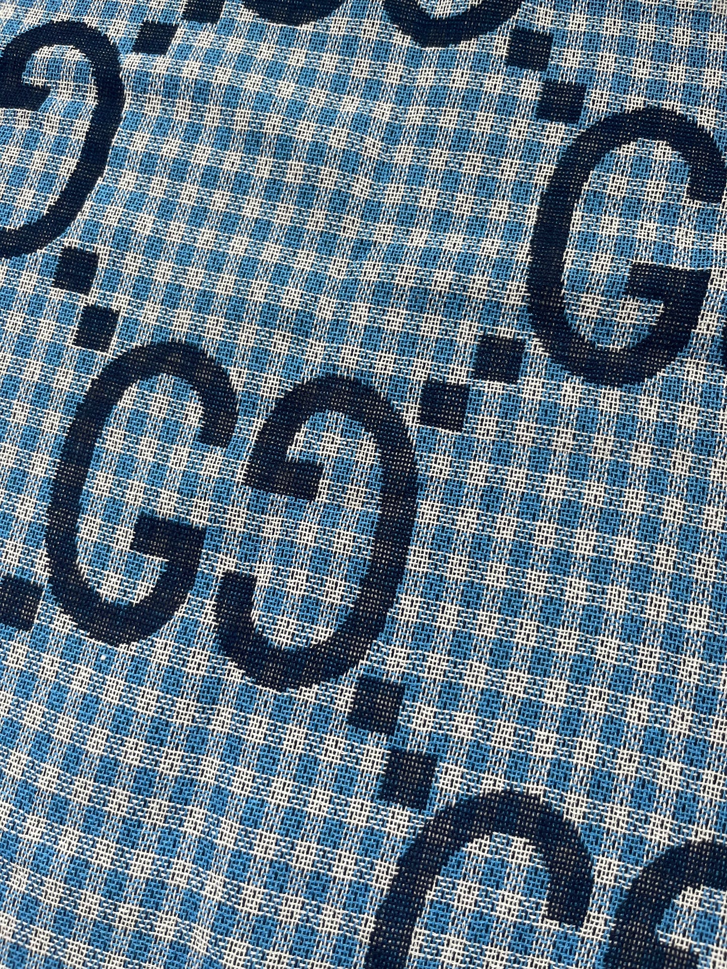 Blue GG Jacquard Designer Fabric for Custom DIY Sewing