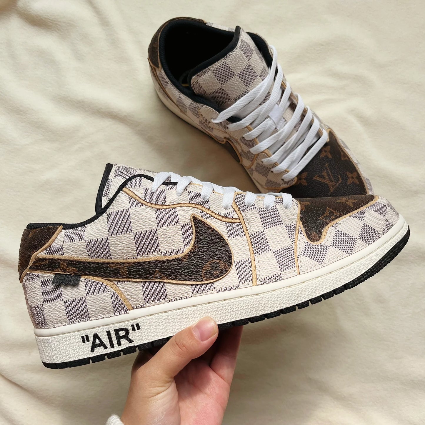 Full LV Leather Jordan Low Custom Sneaker for Woman
