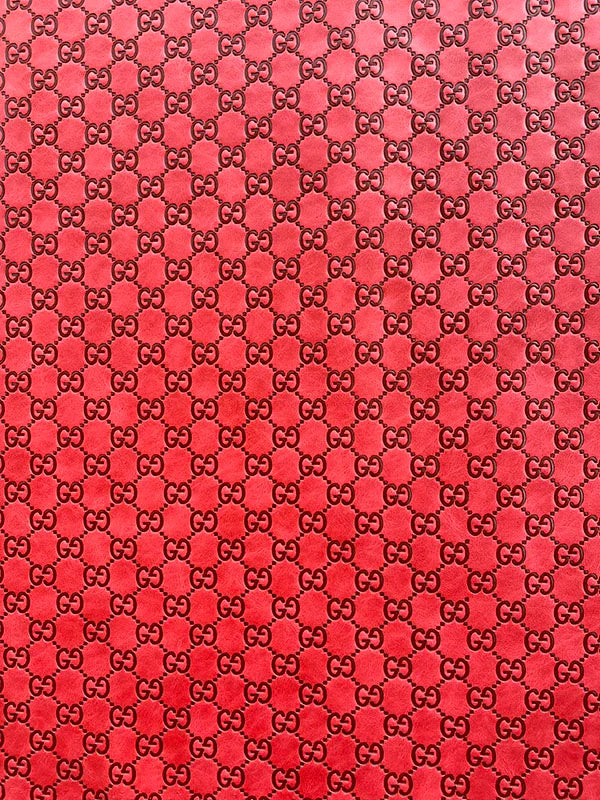 Red Embossed Gucci Upholstery Leather Fabric for Sneakers Custom Shoes
