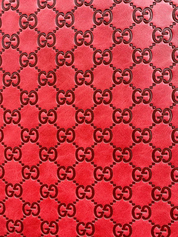 Red Embossed Gucci Upholstery Leather Fabric for Sneakers Custom Shoes