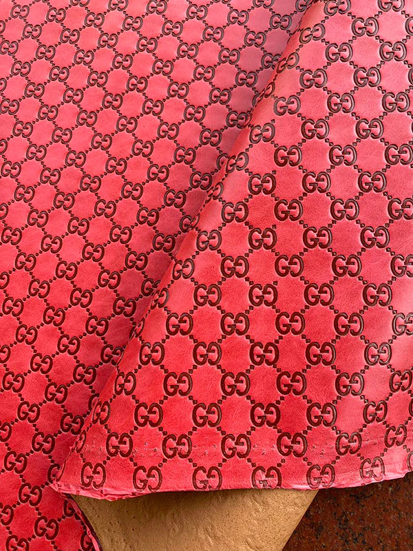 Red Embossed Gucci Upholstery Leather Fabric for Sneakers Custom Shoes