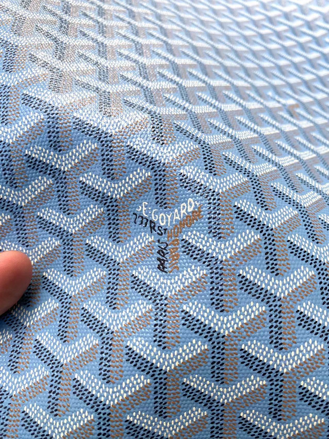 Elegant Light Blue Goyard Canvas Leather Fabric for Bag Custom Sneakers Upholstery Wrap