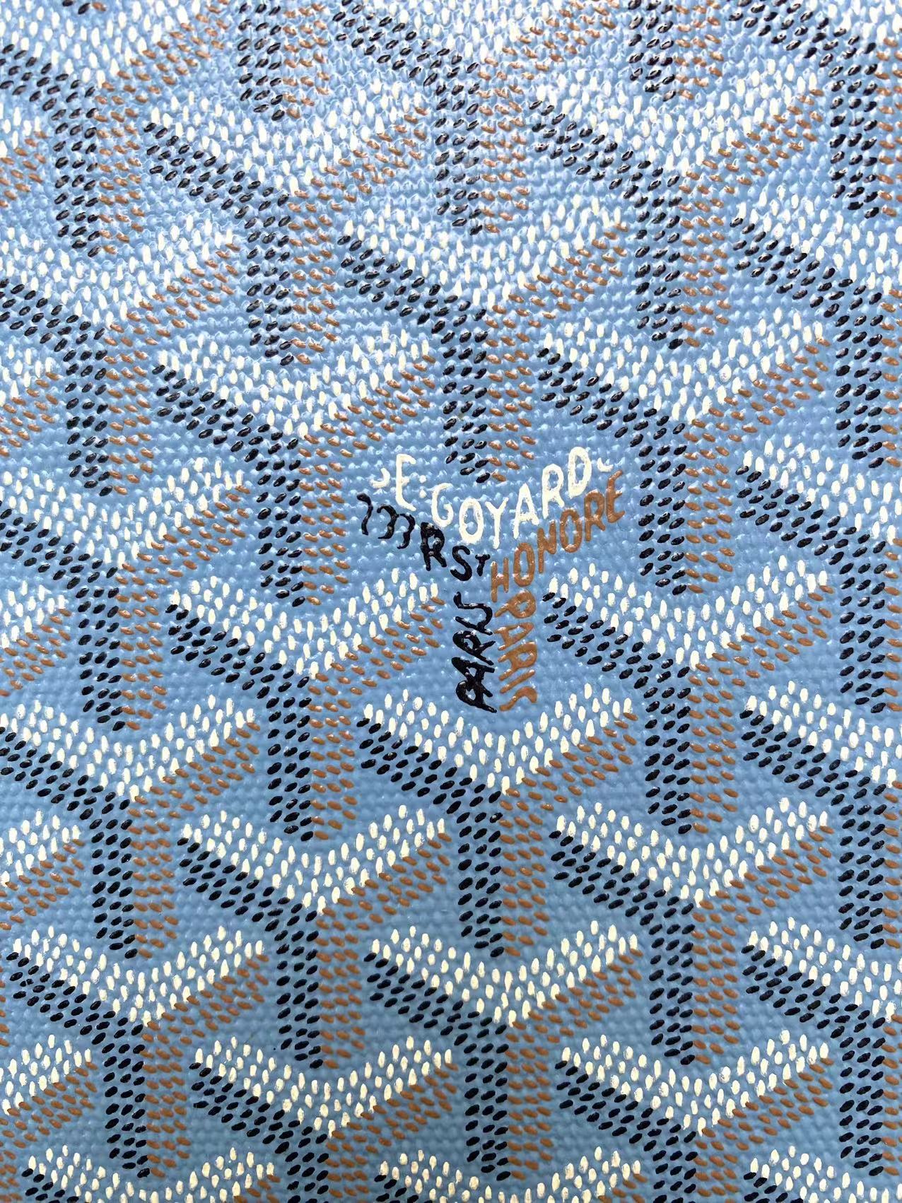 Elegant Light Blue Goyard Canvas Leather Fabric for Bag Custom Sneakers Upholstery Wrap