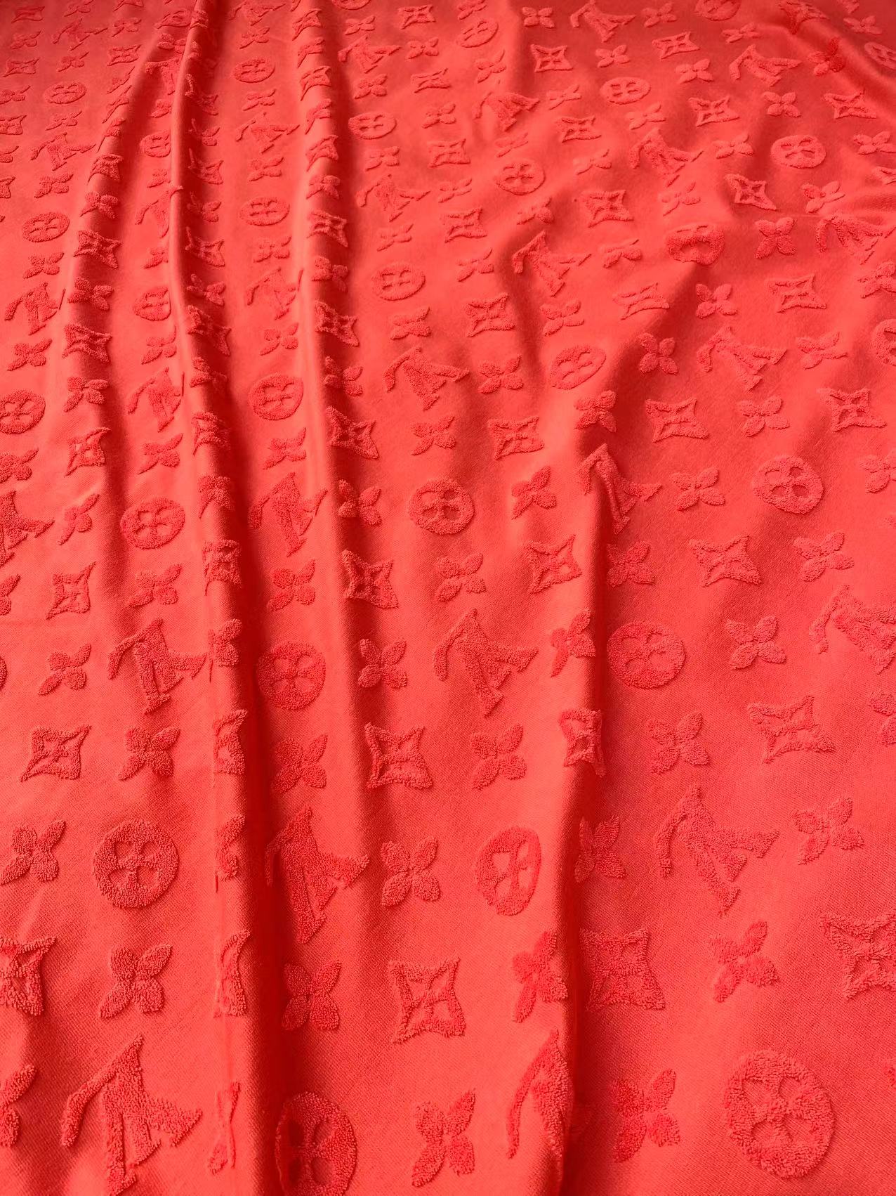Pure Red Soft LV Terry Cotton Fabric Comfortable Touch for Clothing Exclusive Game DIY Handmade