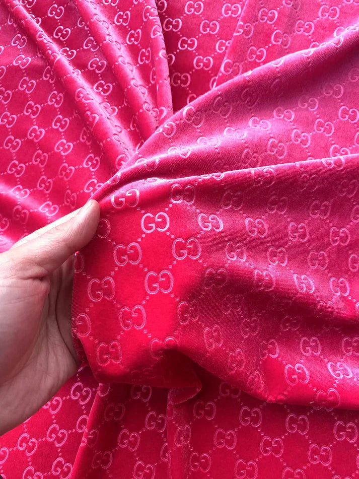 Luxury Hot Pink Gucci Velvet Fabric for Vintage Clothing Tailor Made Sewing Project