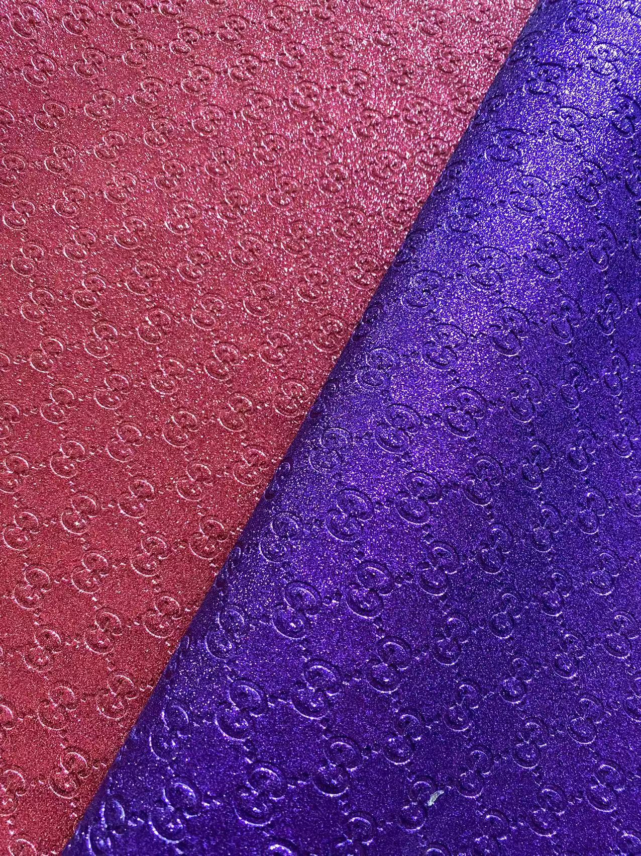 Bling Pink Shiny Diamond Gucci Faux Leather Sheet for DIY Handmade Custom Projects