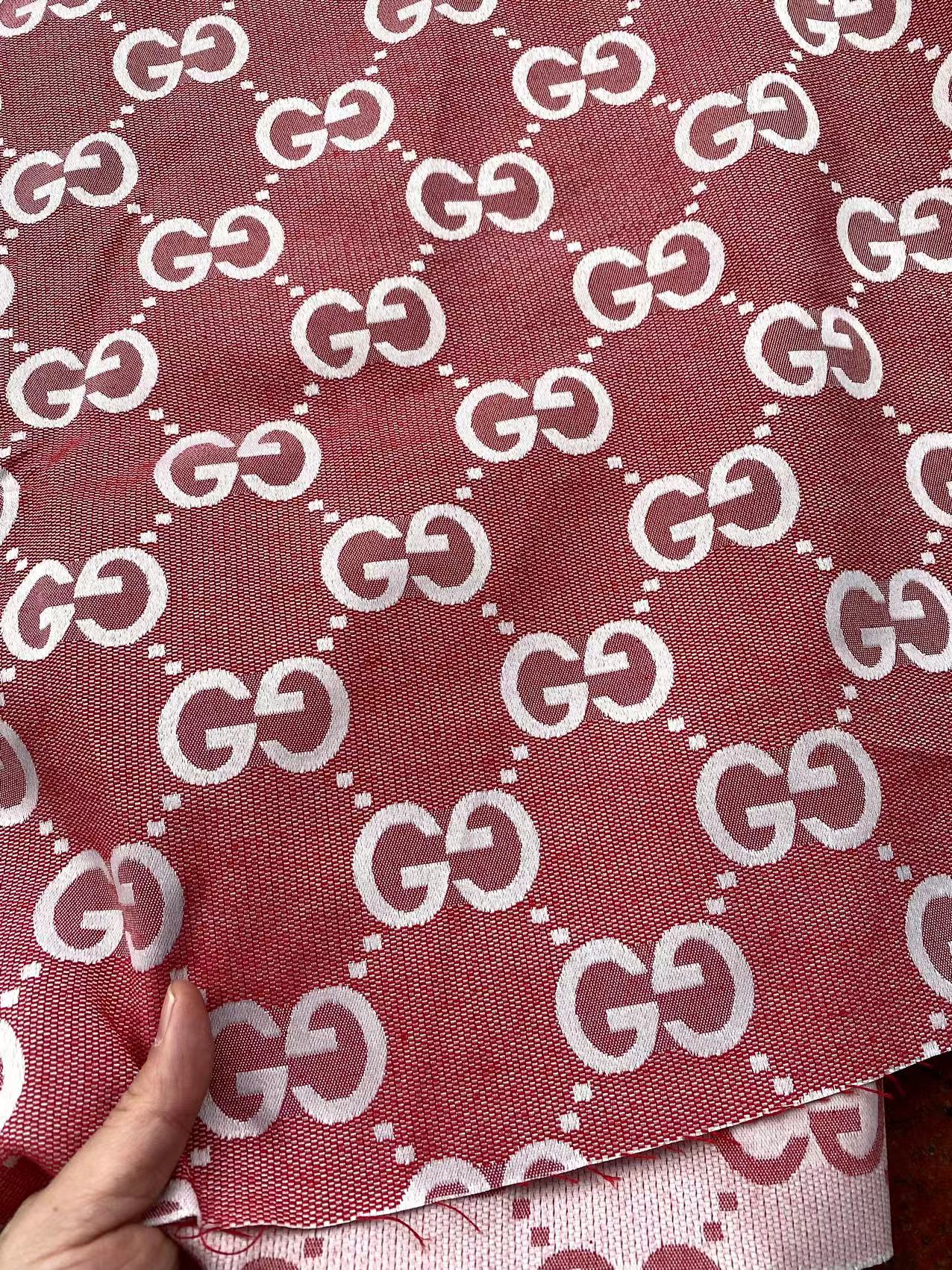 Red Gucci Jacquard Handmade Fabric for Sewing Custom Sneaker Clothing Projects