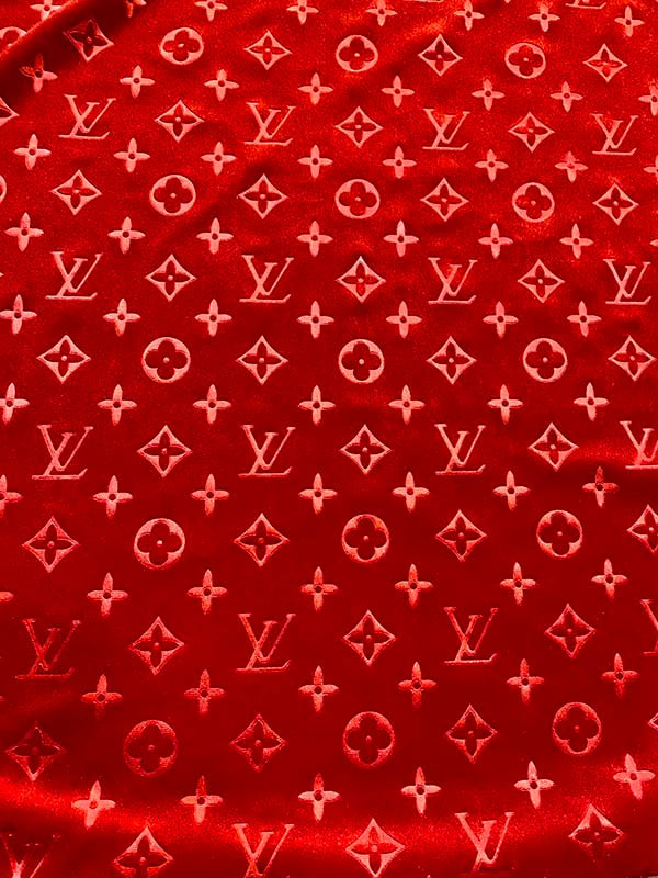 Red LV Louis Vuitton Velvet Fabric for Sewing Handmade Custom Sneakers Project
