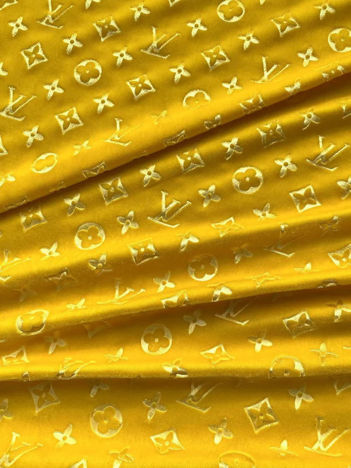 Lemon Yellow Louis Vuitton LV Velvet Fabric for Shoe Sneaker Custom