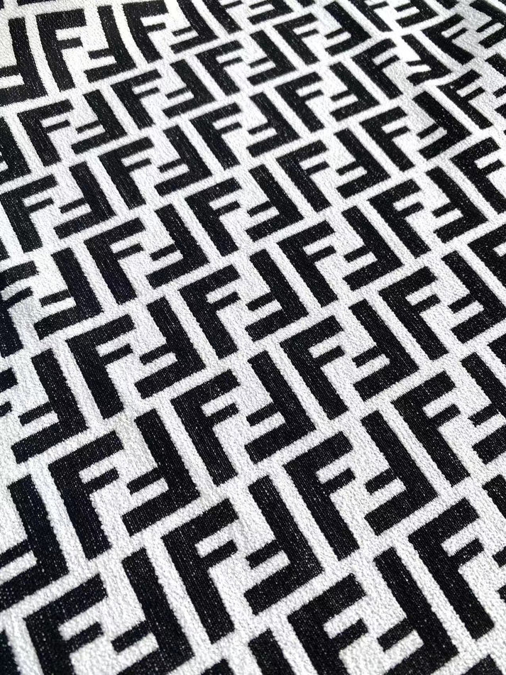 Black White Chenille Fendi Designer Fabric for Sewing Upholstery Projects