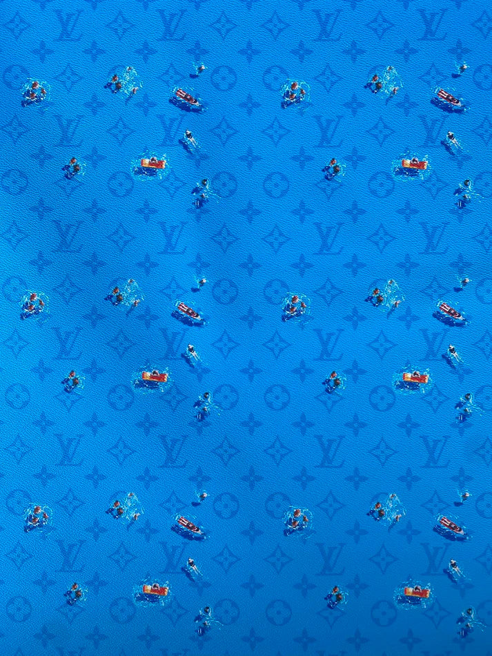 Summer Blue Louis Vuitton Swimming Custom DIY Designer Fabric Leather