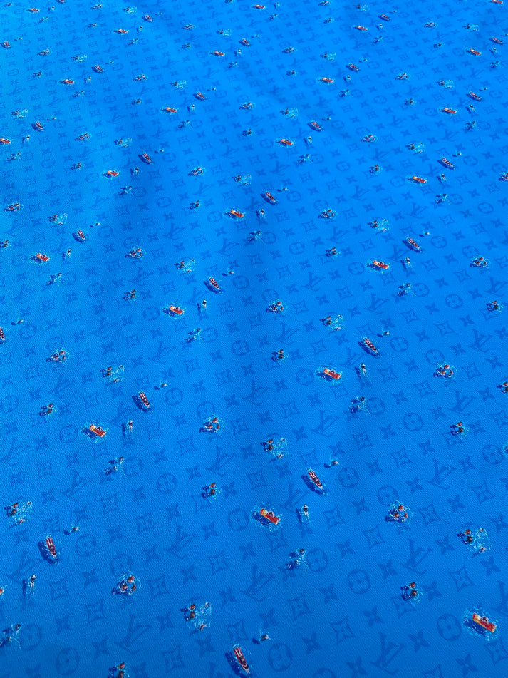 Summer Blue Louis Vuitton Swimming Custom DIY Designer Fabric Leather