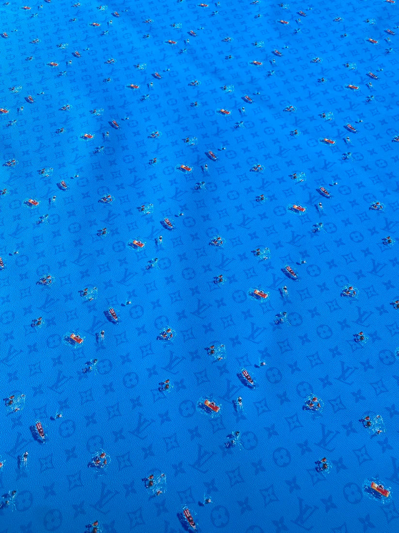 Summer Blue Louis Vuitton Swimming Custom DIY Designer Fabric Leather