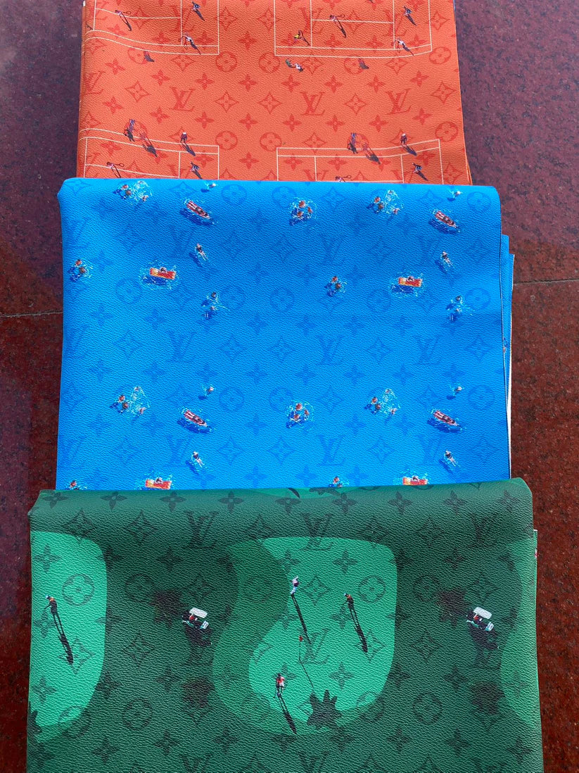 Orange Louis Vuitton Designer Fabric Tennis Logo Car Interior