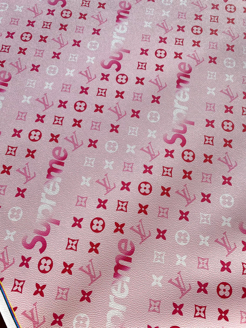 Pink Supreme Louis Vuitton Valentine's Day Designer Fabric Leather Sheet