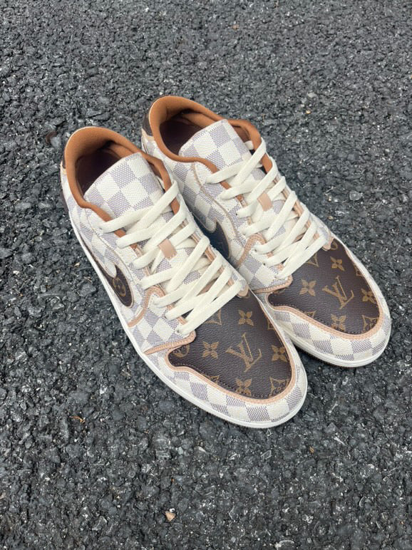 Full LV Leather Jordan Low Custom Sneaker for Woman