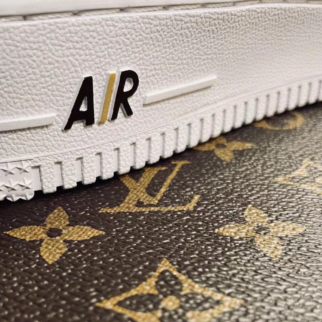 Classic Monogram Brown LV Beautiful DIY Air Force One Custom Shoes Sneakers for Woman