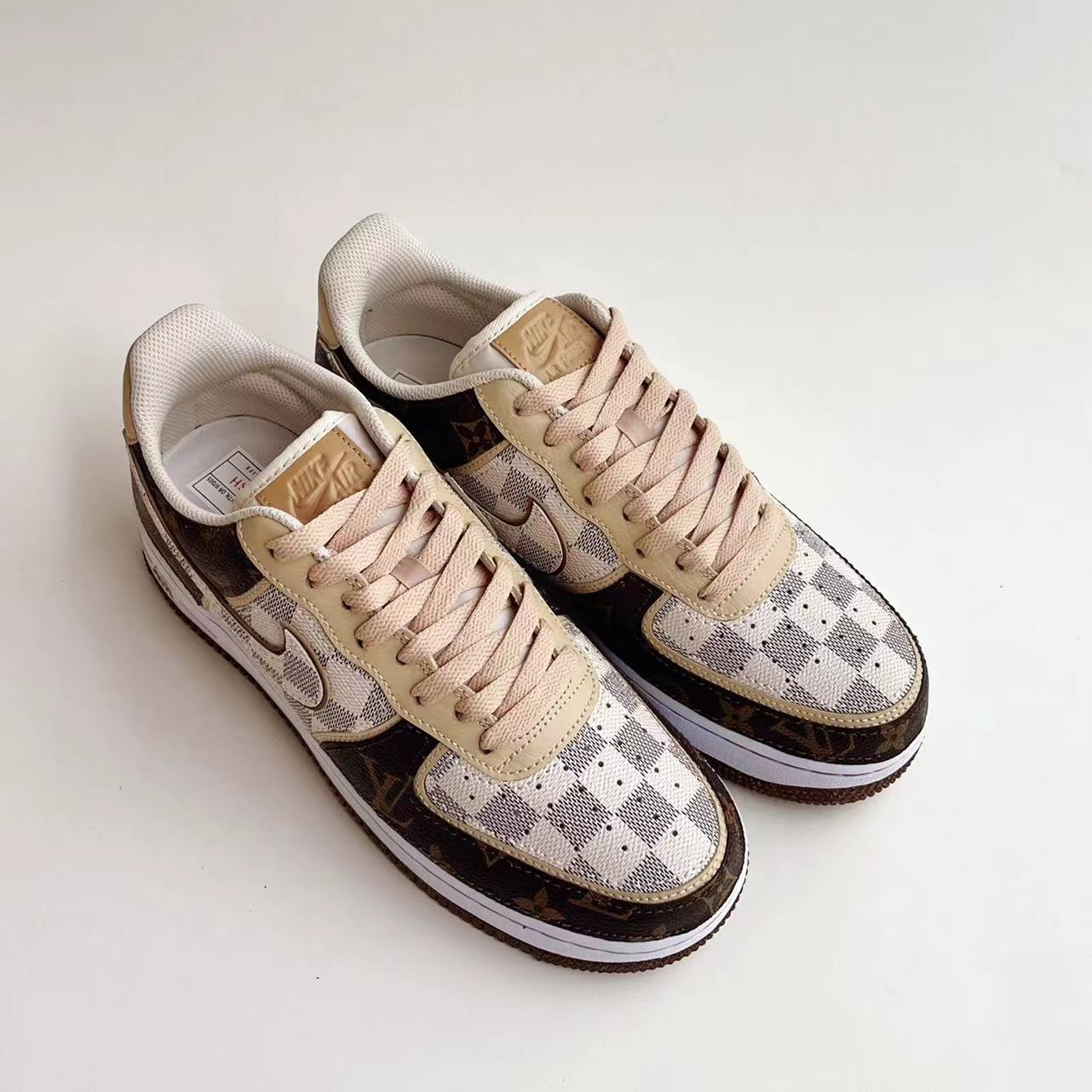 Brown Full LV Leather Air Force One Custom Sneaker for Man