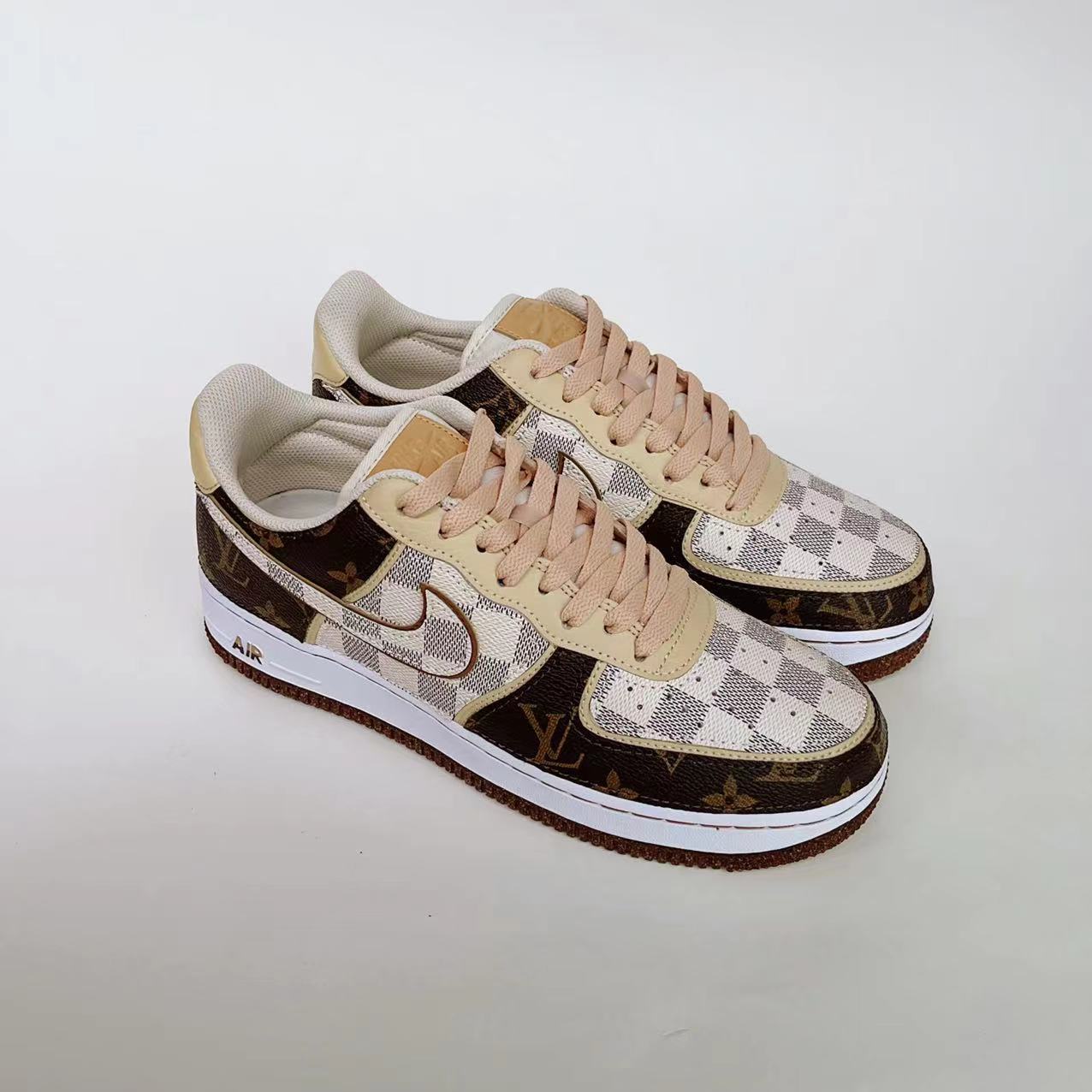 Brown Full LV Leather Air Force One Custom Sneaker for Man