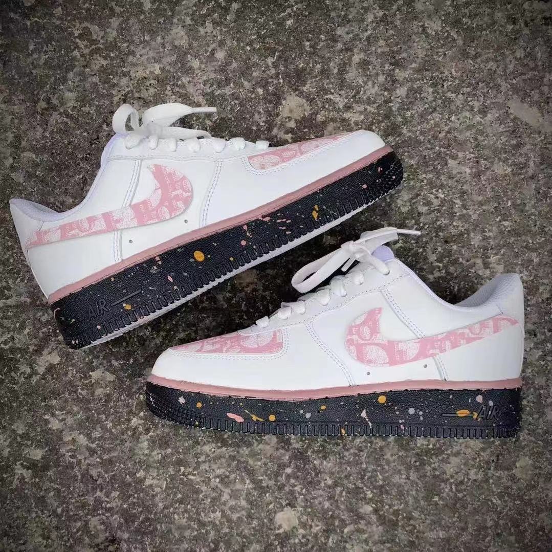 Hand-painted Pink Custom Sneakers Air Force One for Man