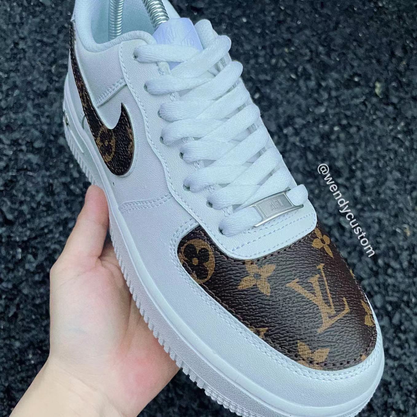 Classic Monogram Brown LV Beautiful DIY Air Force One Custom Shoes Sneakers for Man