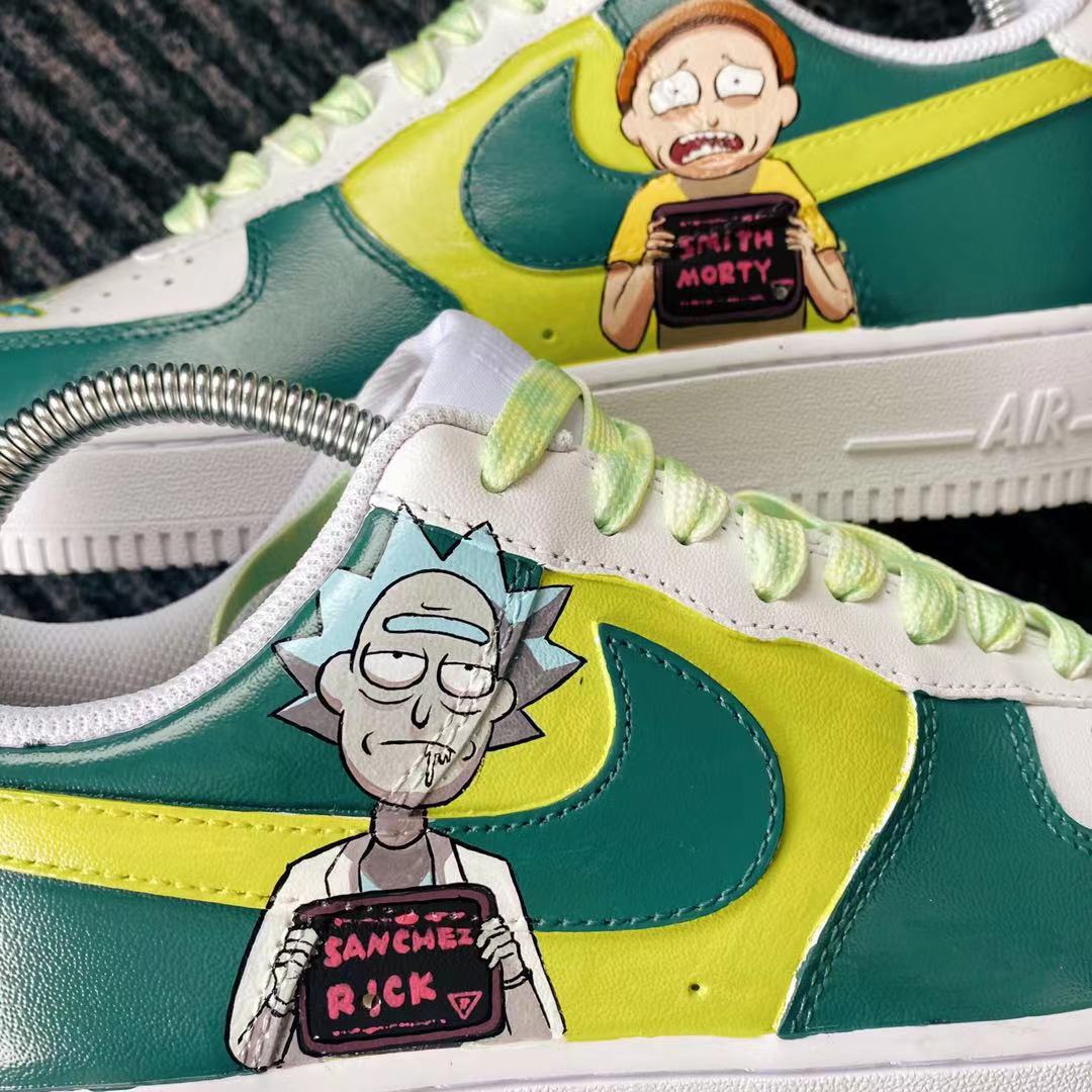 Hand-Painted Rick and Morty Sneakers Custom Air Force One for Woman