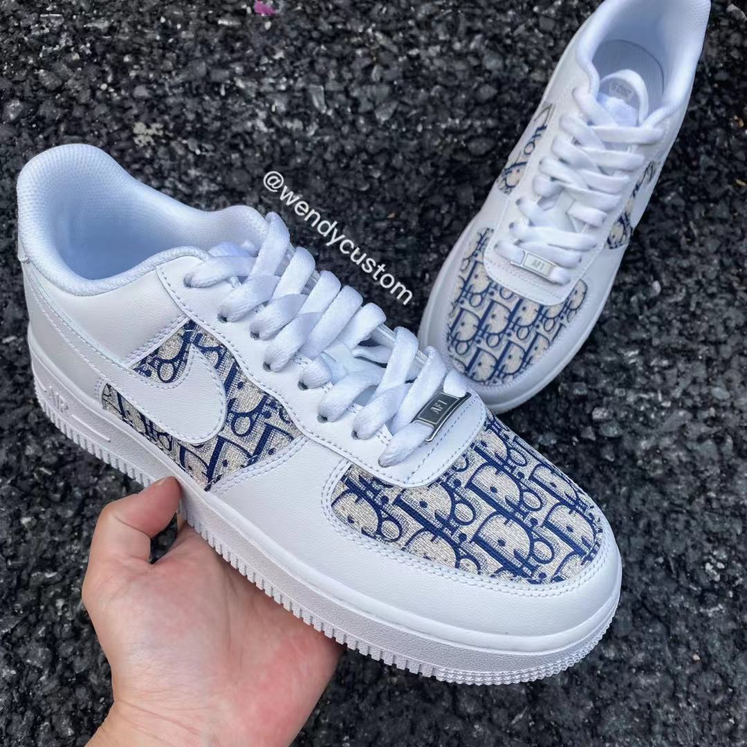 Classic Navy Dior Custom Sneakers Air Force One for Man
