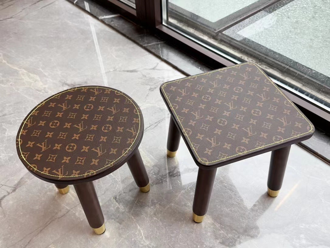 Handmade Classic Custom LV Leather Stool