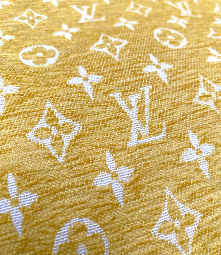 Yellow Chenille Louis Vuitton Fabric for Sofa Furniture Bag Custom Made DIY