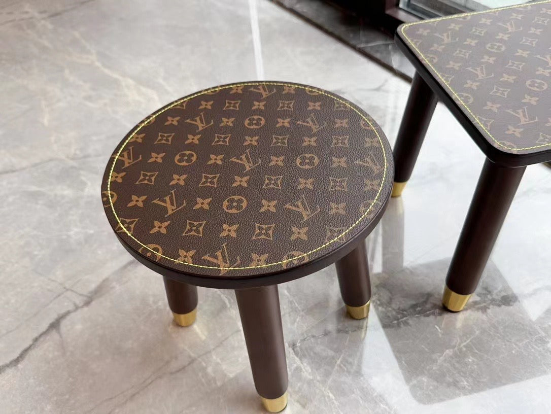 Handmade Classic Custom LV Leather Stool