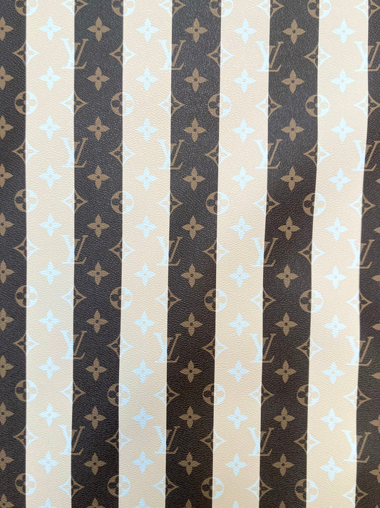 Custom LV Vinyl Stripe Rayer Designer Leather for DIY Crafts Handmade Upholstery Sewing