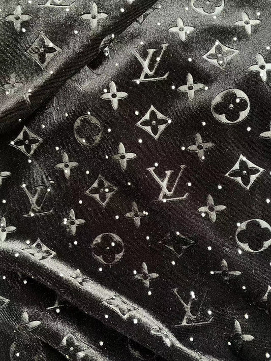 Black Diamond LV Louis Vuitton Velvet Fabric for Sewing Handmade Custom Sneakers Project