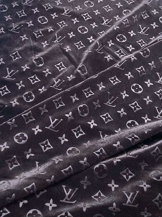 Black LV Louis Vuitton Velvet Fabric for Sewing Handmade Custom Sneakers Project