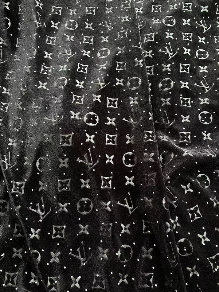 Black Diamond LV Louis Vuitton Velvet Fabric for Sewing Handmade Custom Sneakers Project