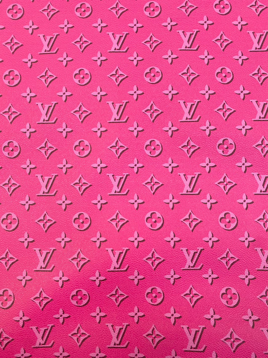 Hot Pink LV Louis Vuitton Leather Fabric for Handmade Sewing Car Upholstery Home Decor