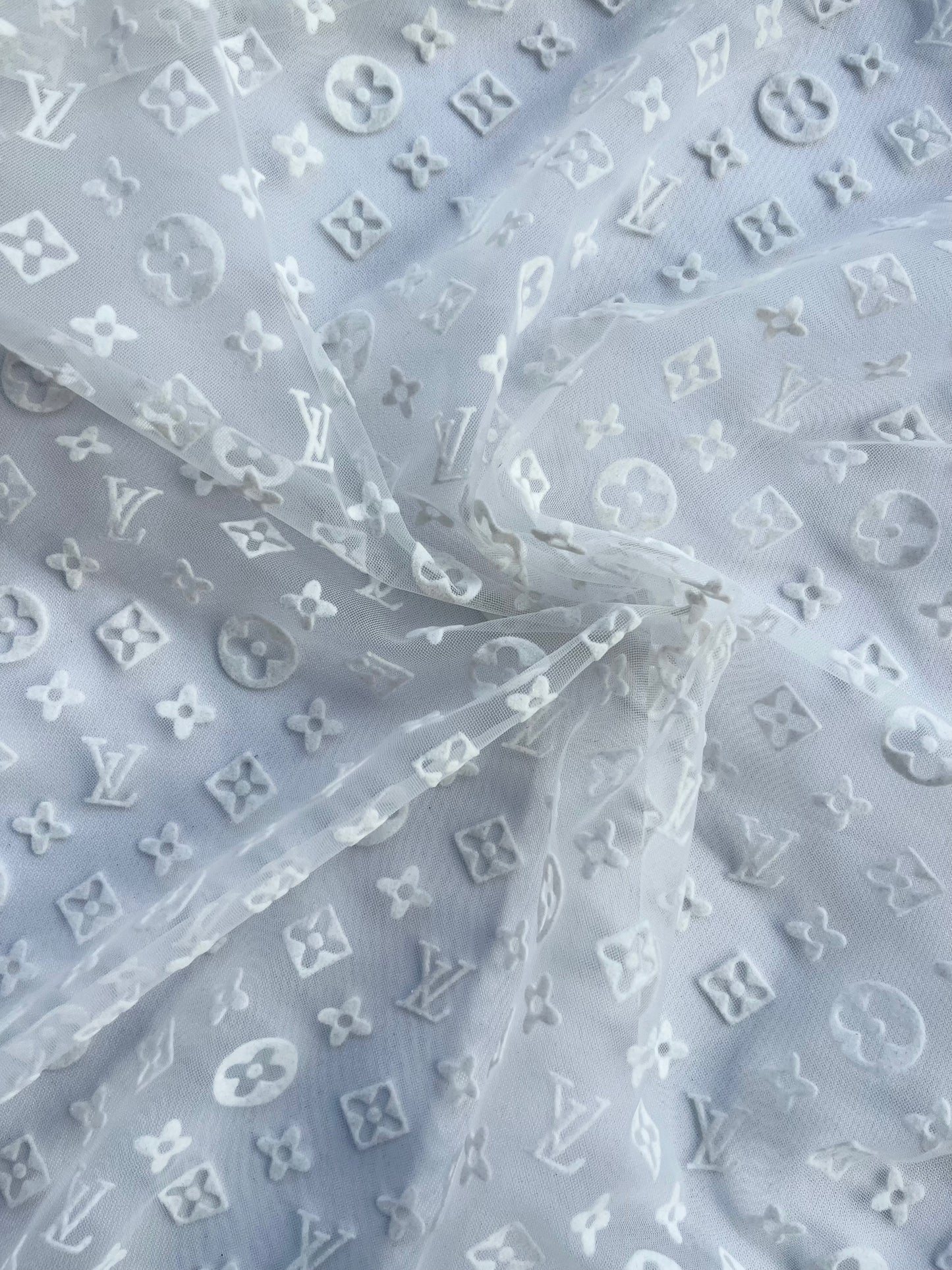 White Louis Vuitton LV Lace Fabric