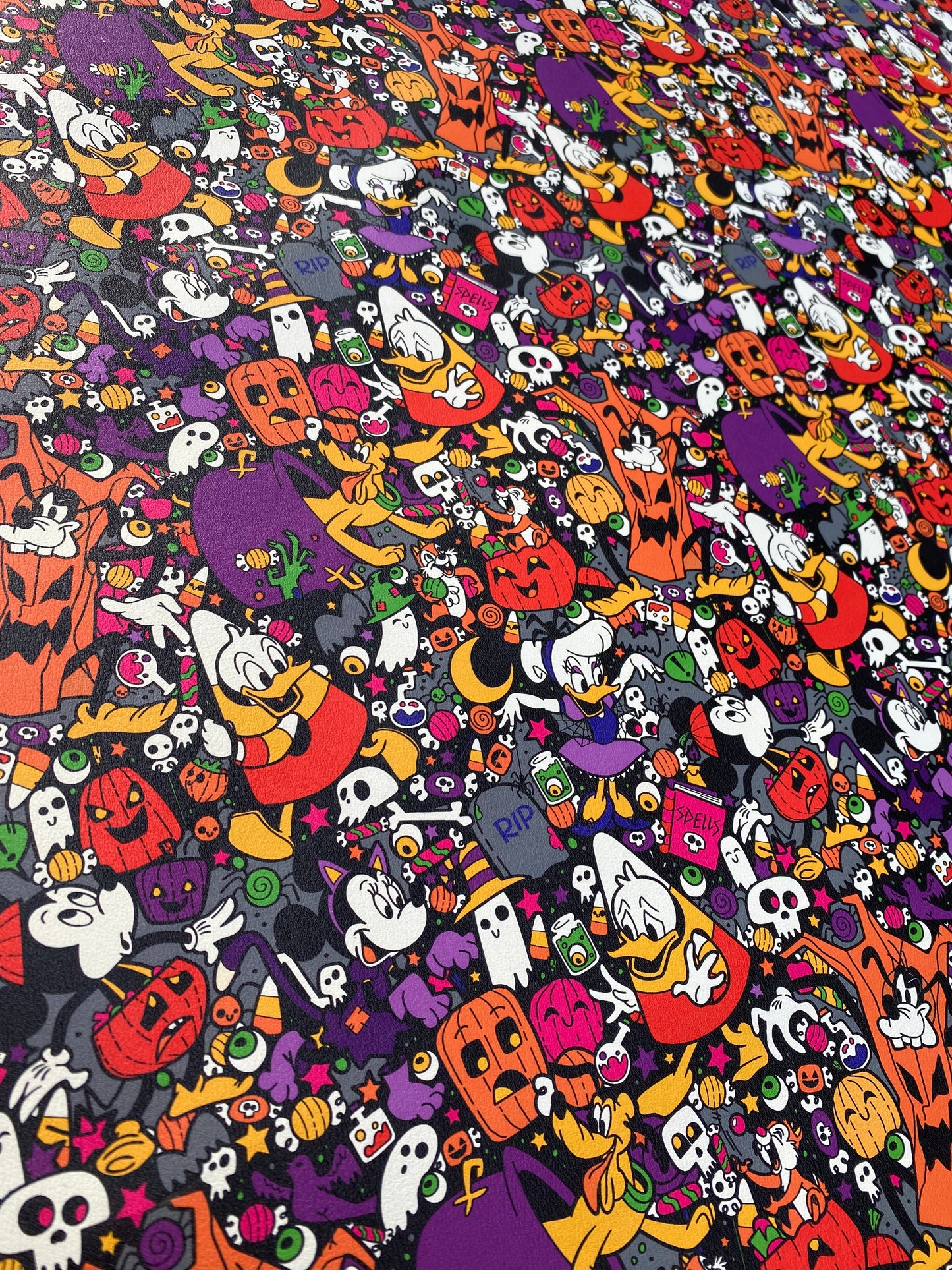 Donald Duck Halloween Ghost Faux Leather Fabric for Handmade DIY Crafts