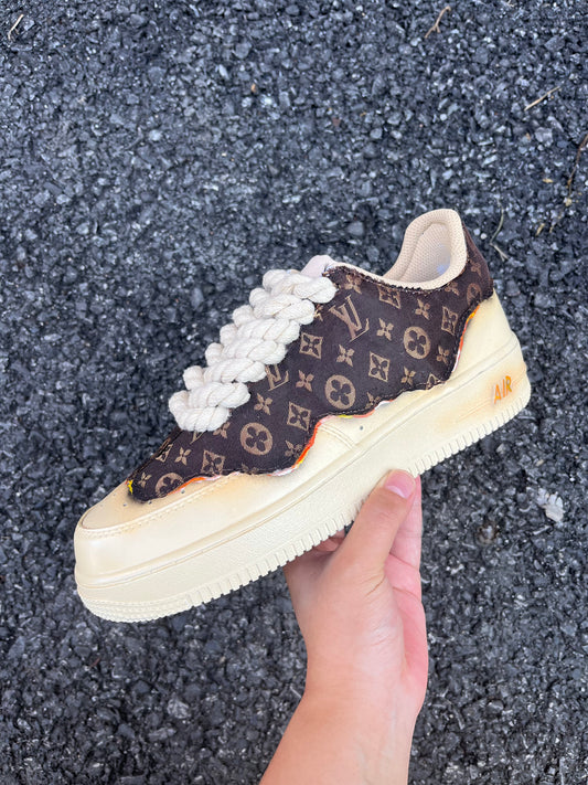 Flamed BurnBrown LV Custom Sneakers Air Force One for Man ·