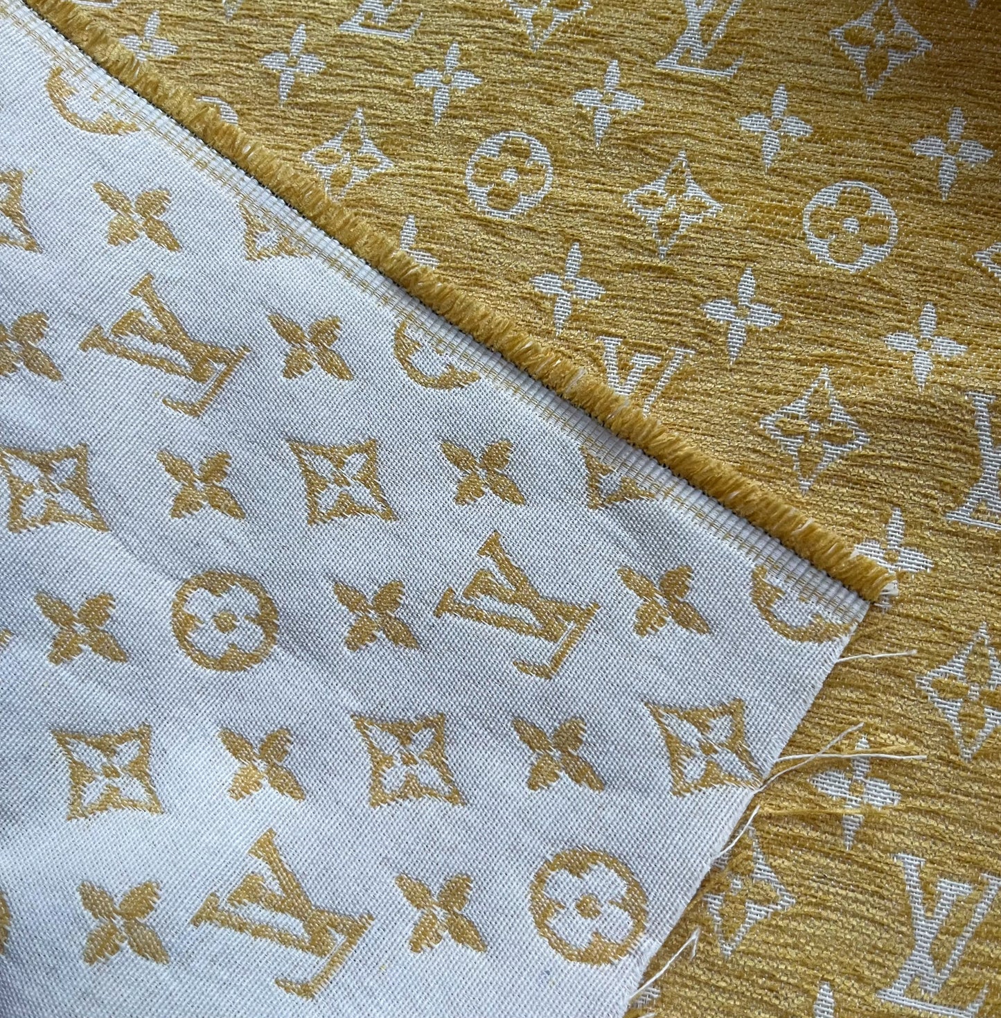 Yellow Chenille Louis Vuitton Fabric for Sofa Furniture Bag Custom Made DIY