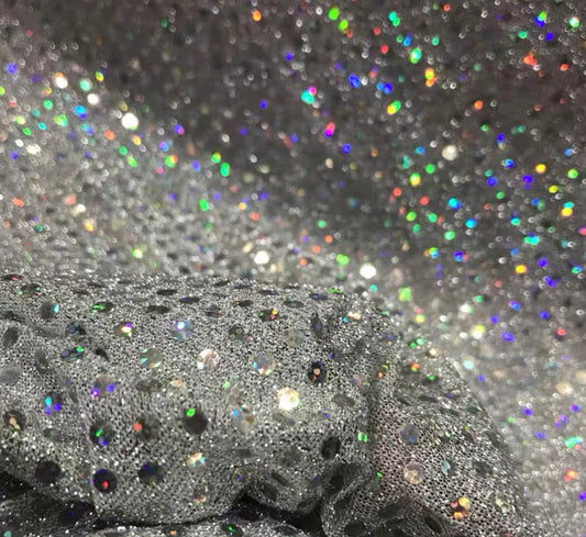 Colorful Laser Dot Rainbow Shiny Fabric By Yard Stage Performance DIY