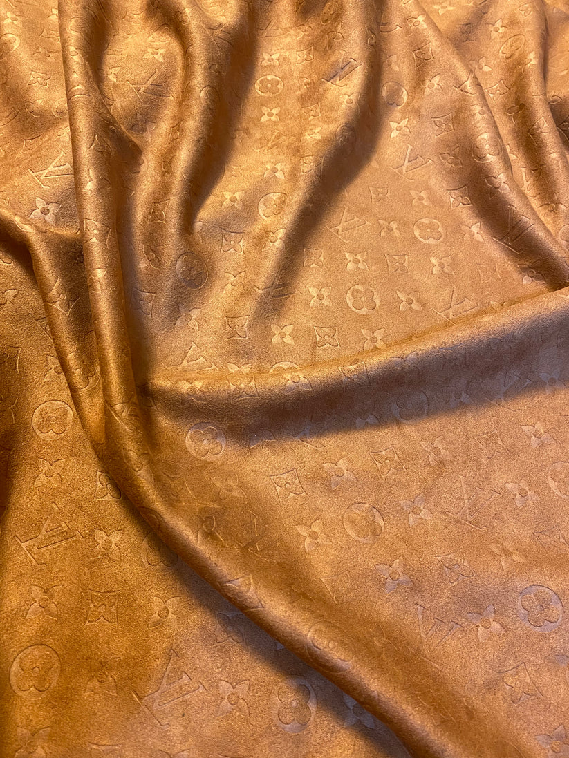 Luxury Brown Suede Louis Vuitton Fabric for Handmade Custom DIY Clothing Shoes