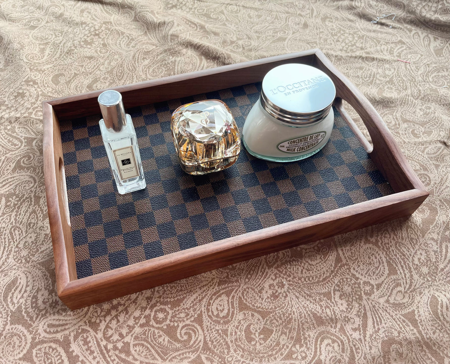 LV Damier Check Wooden Tray