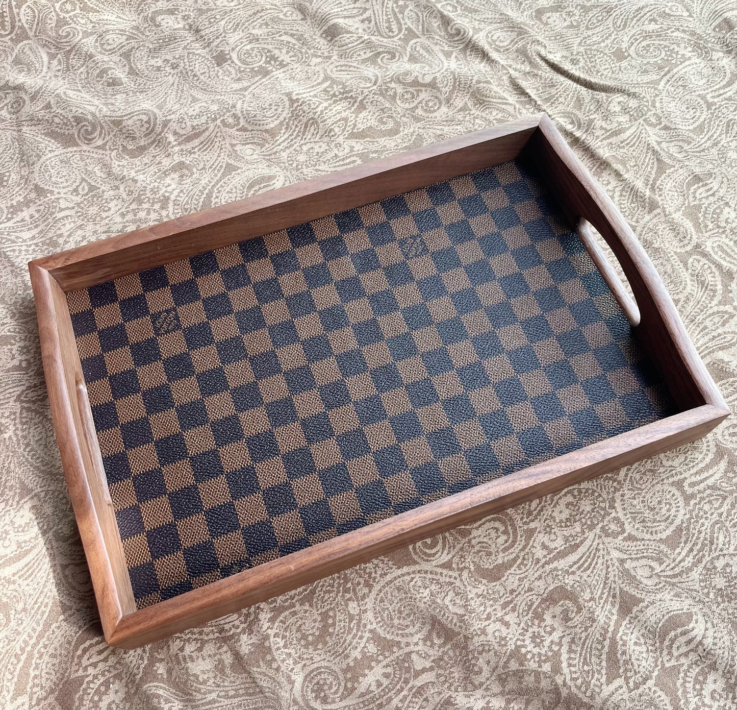 LV Damier Check Wooden Tray