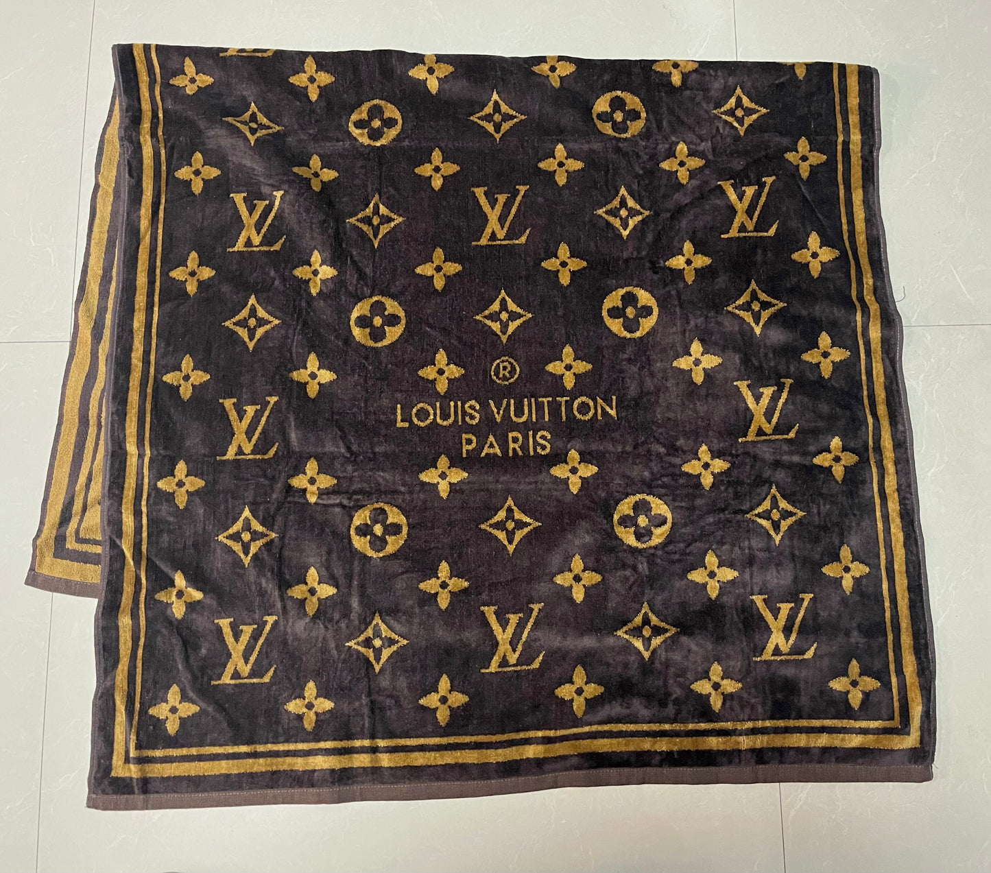 Classic Brown Louis Vuitton Beach Towel