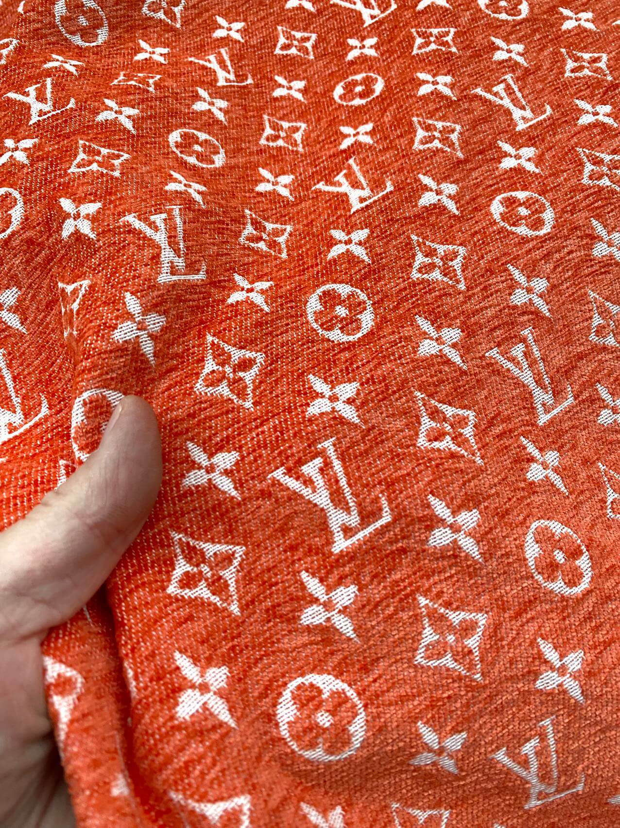 Orange LV Louis Vuitton Chenille Sofa Custom Fabric