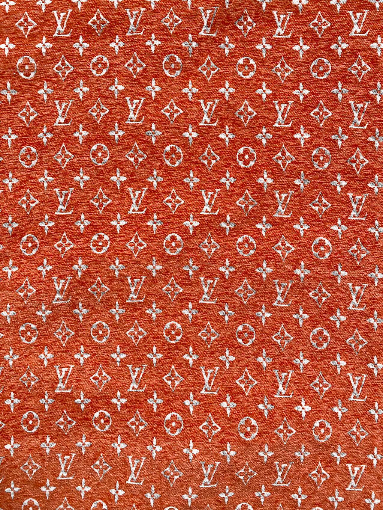 Orange LV Louis Vuitton Chenille Fabric